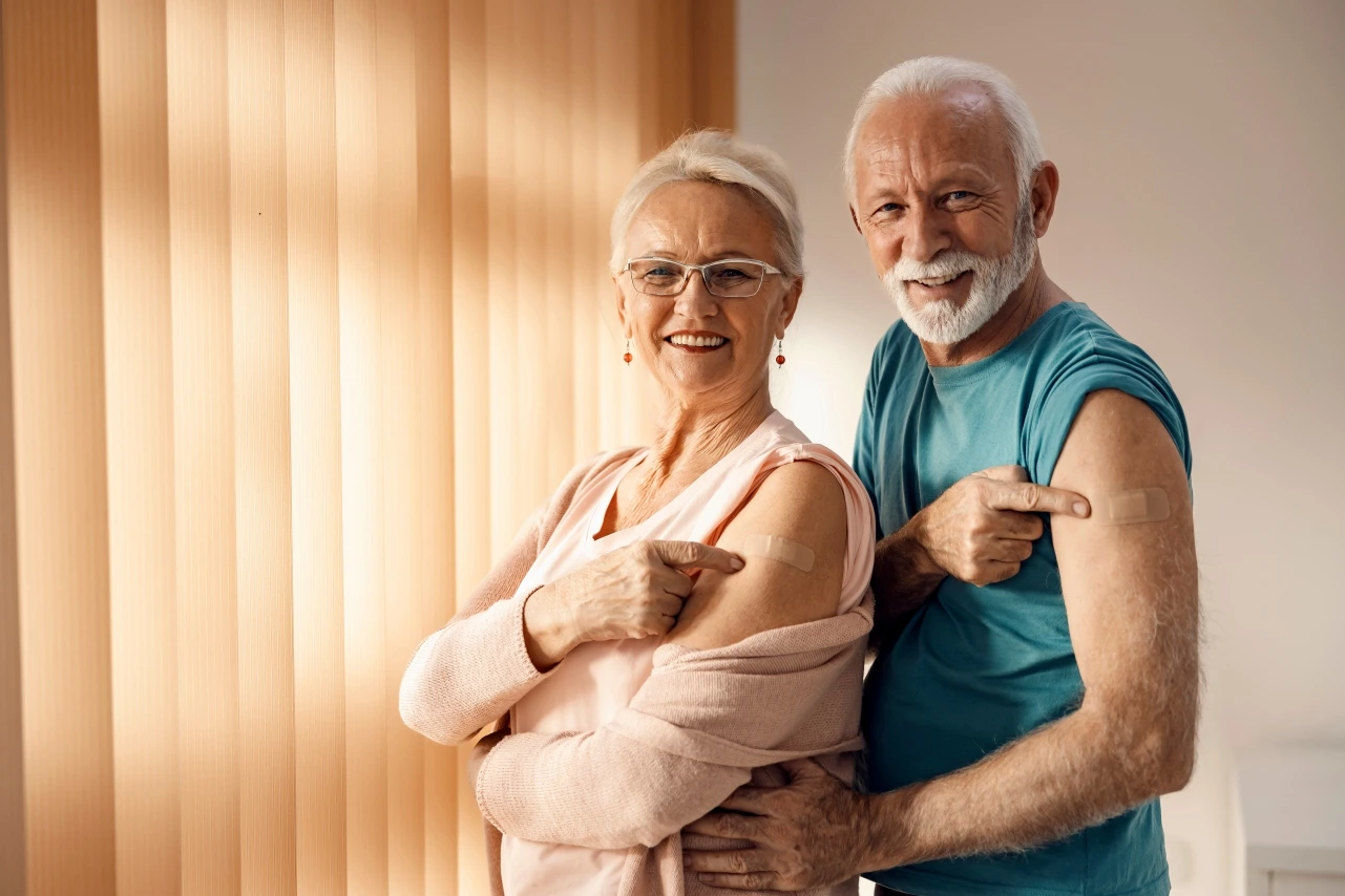 Elderly couple participating in a pneumonia vaccine research study