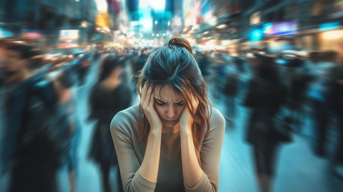 woman with symptoms who may qualify for a social anxiety disorder research study