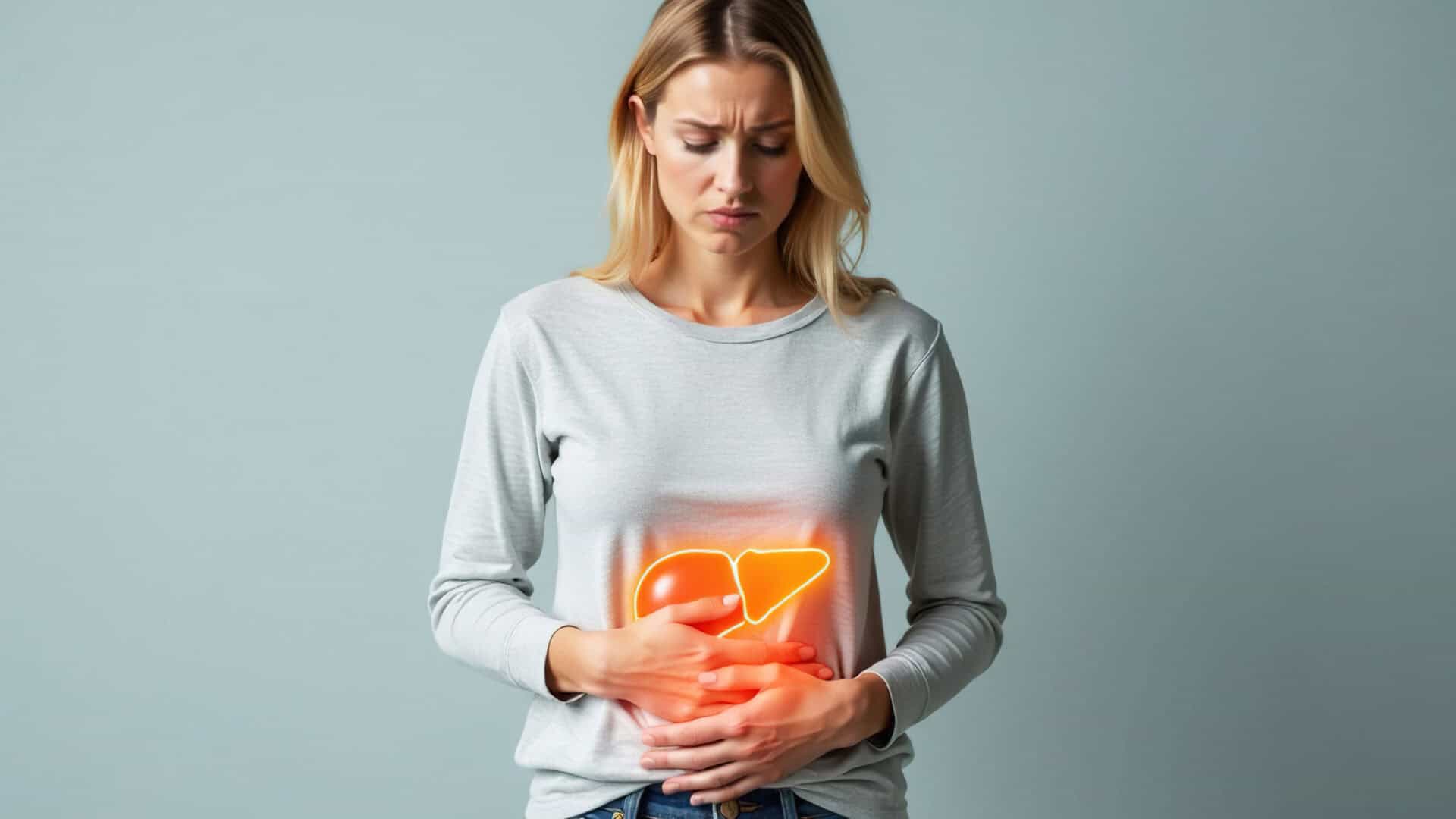 woman with symptoms who may qualify for a fatty liver clinical research study