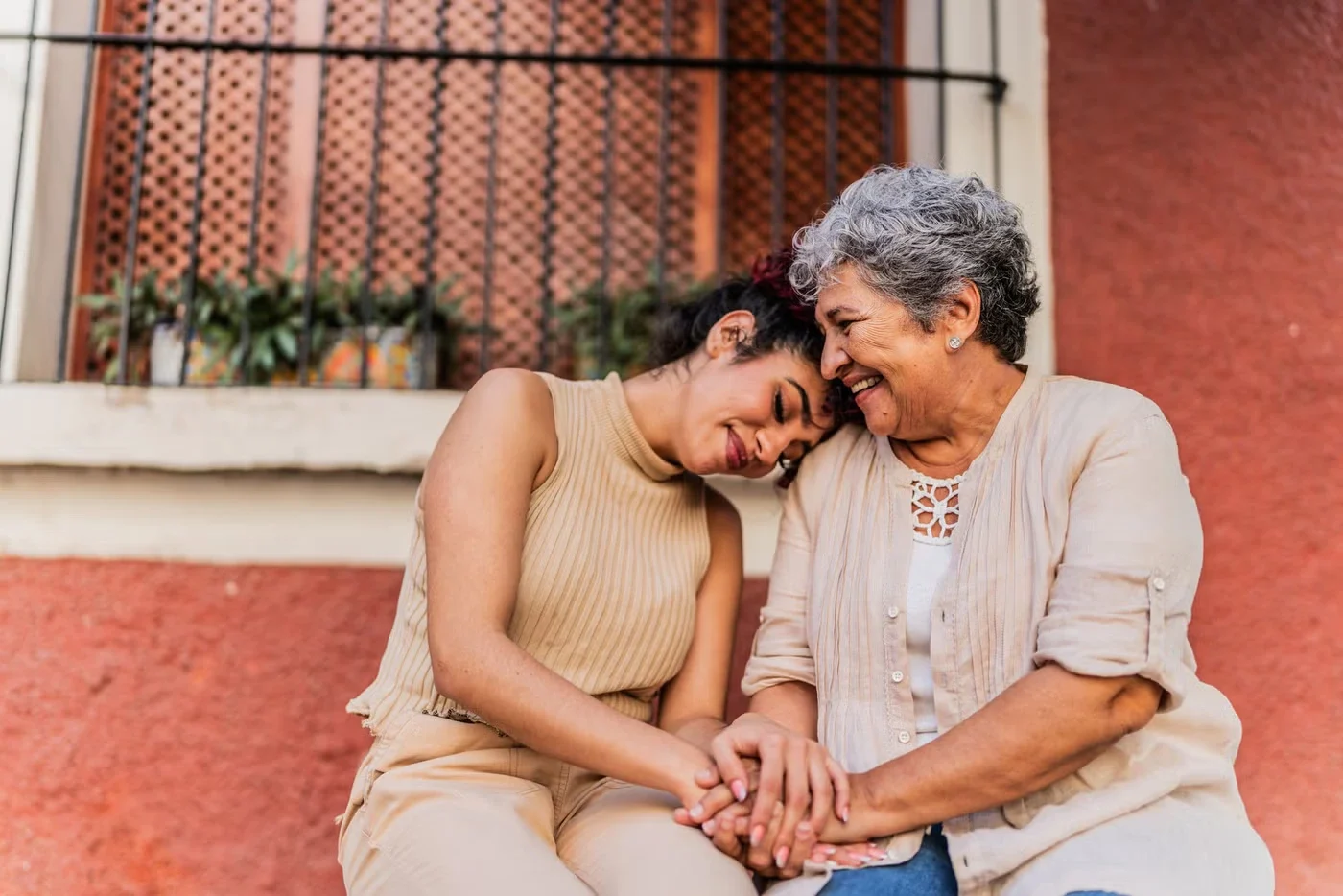 daughter accompanying elderly mother for a cardiovascular disease research study