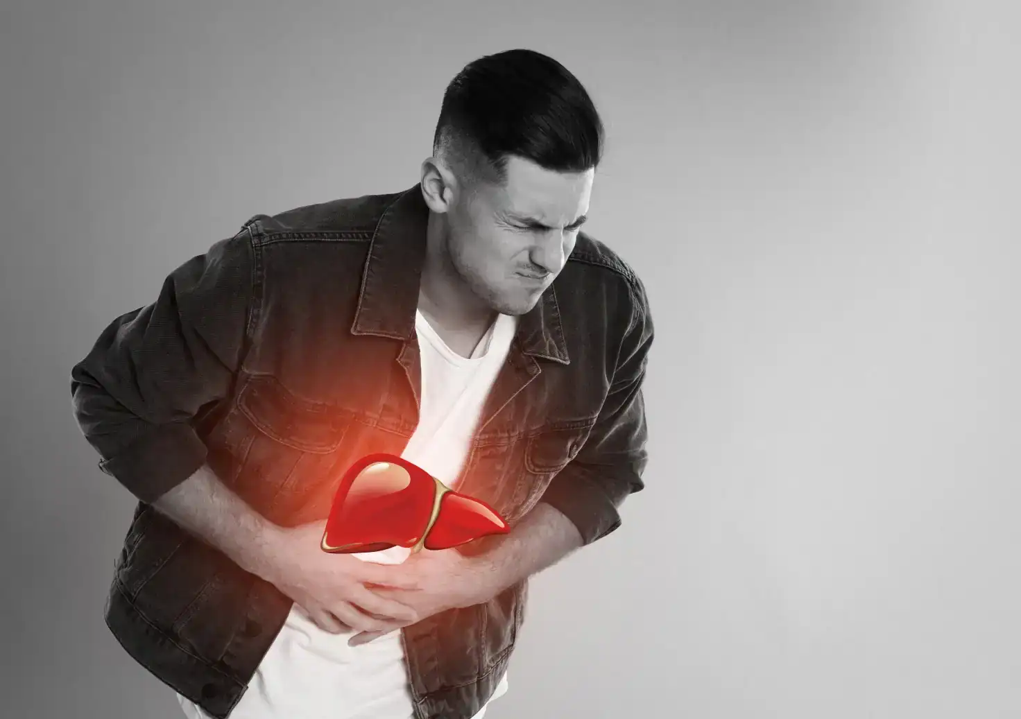 man with symptoms who may qualify for a liver disease research